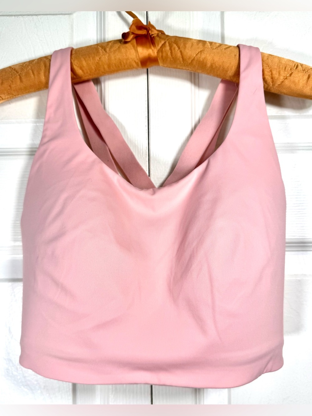Lululemon In Alignment Bra Pink 36DD Criss Cross Back